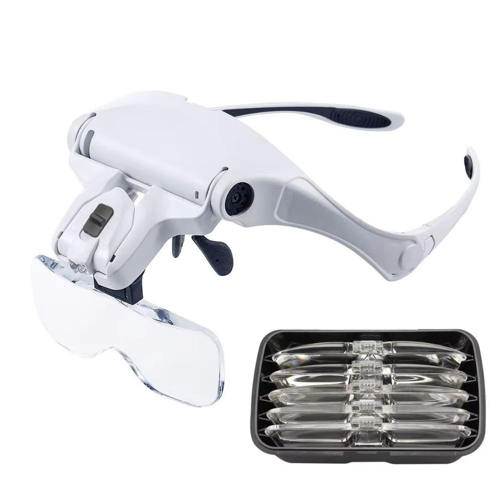 Led Headband Magnifier With Light 5 Lenses (1x-3.5x) Hands Free For Reading Soldering Jewelry Making Watch Repair