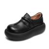 Johnature Genuine Leather Thick Soled Women's Shoes Round Toe Lightweight Retro Flat Platform Shoes