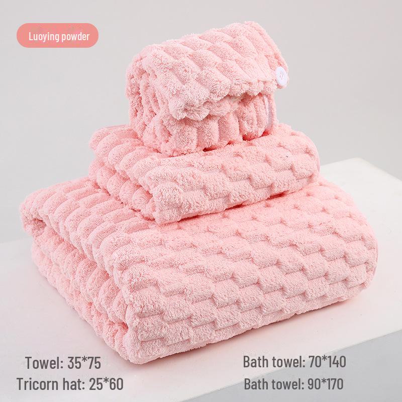 Schnelltrocknendes Korallenfleece 3-teiliges Handtuchset - Saugfähige Baumwolle für Bad, Strand & Zuhause