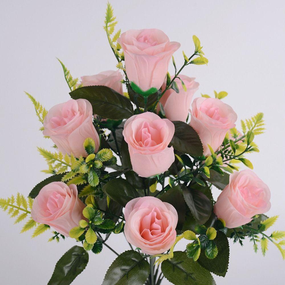 12 Heads Fake Flowers Simulated Artificial Plants Home Decor Rose Flowers Bouquet  Table