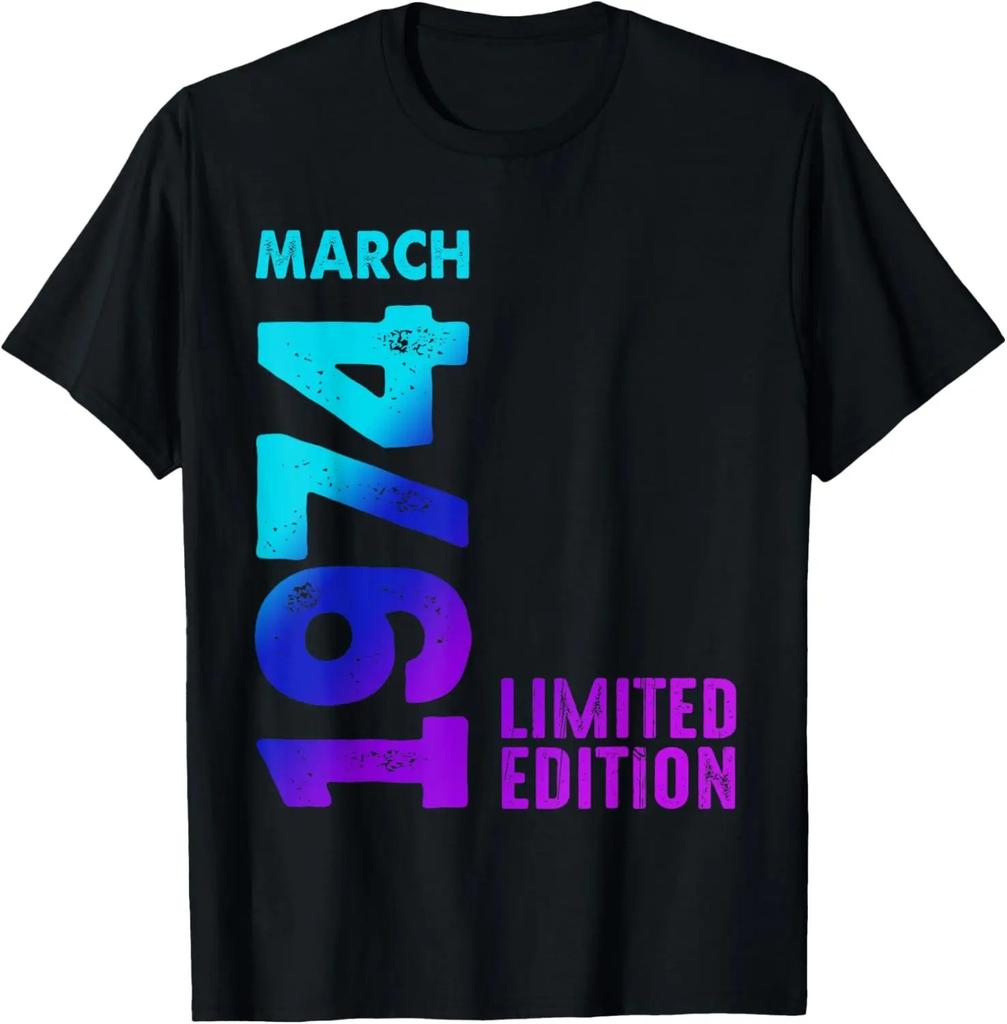Vintage 1974 Limited Edition Print TShirt Casual All Match Short Sleeve Top for Unisex and Women Korean Fashion
