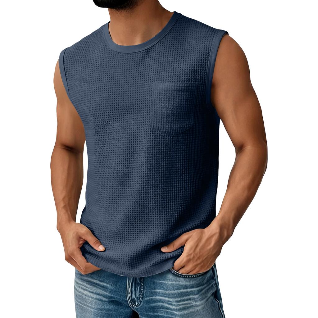 Men's Sleeveless Pocket Vest Men's Casual Fashion Sports Sleeveless Vest