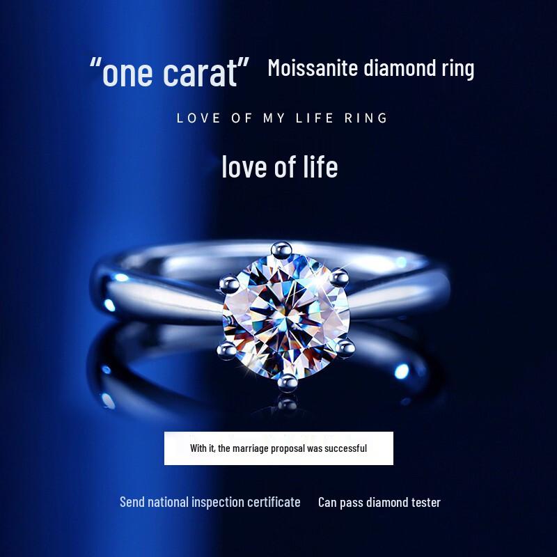 Min Yue S925 Silver Moissanite Open Ring - Exclusive Xiaohongshu Style