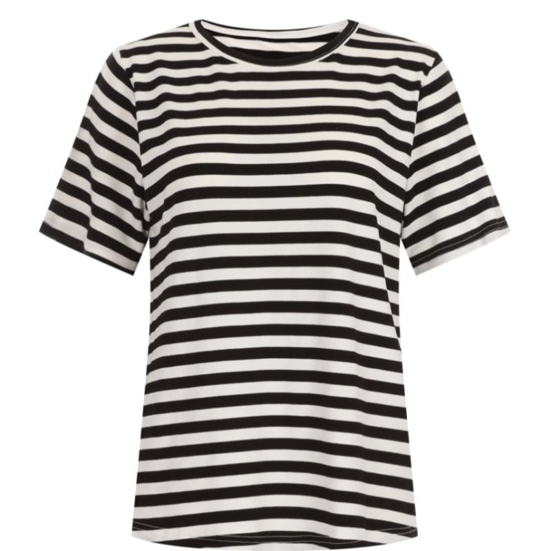 Shop   Women Round Neck STriped ShorT Sleeve T shirT Burgundy Dai Wsh 20615