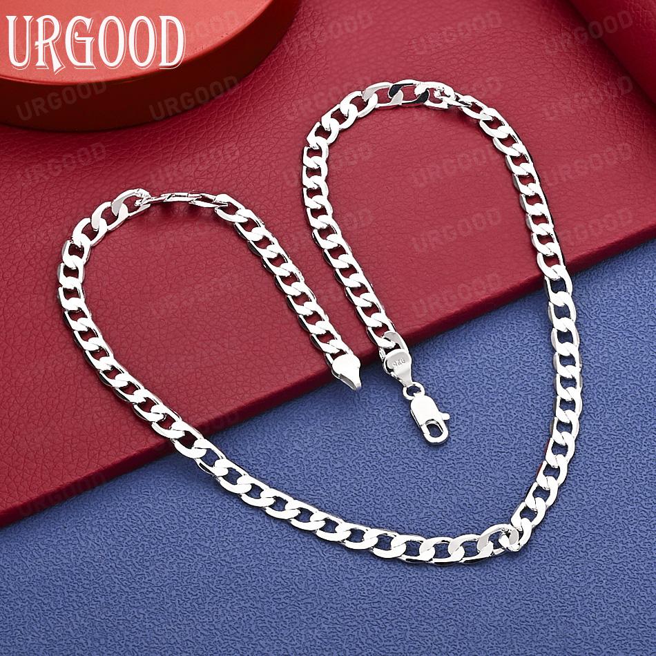925 Sterling Silver 6mm Fashion Interlocking Necklace - Banquet Gift Jewelry