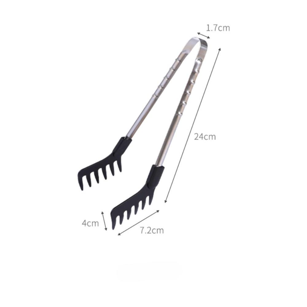 Portable Long Handle Noodles Clip Stainless Steel Multi-functional Food Tongs Non-slip Spaghetti Tongs Kitchen Tools