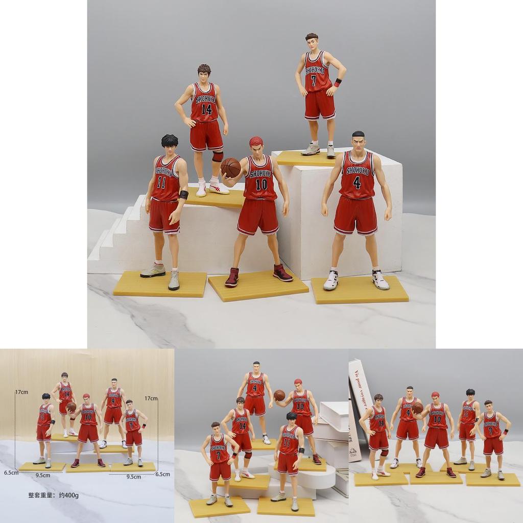 Slam Dunk Handmade Pvc Figure Shanbei Team Standing Sakuragi Hanamichi Rukawa Kaede Mitsui Hisashi Anime Desktop Ornament 17cm