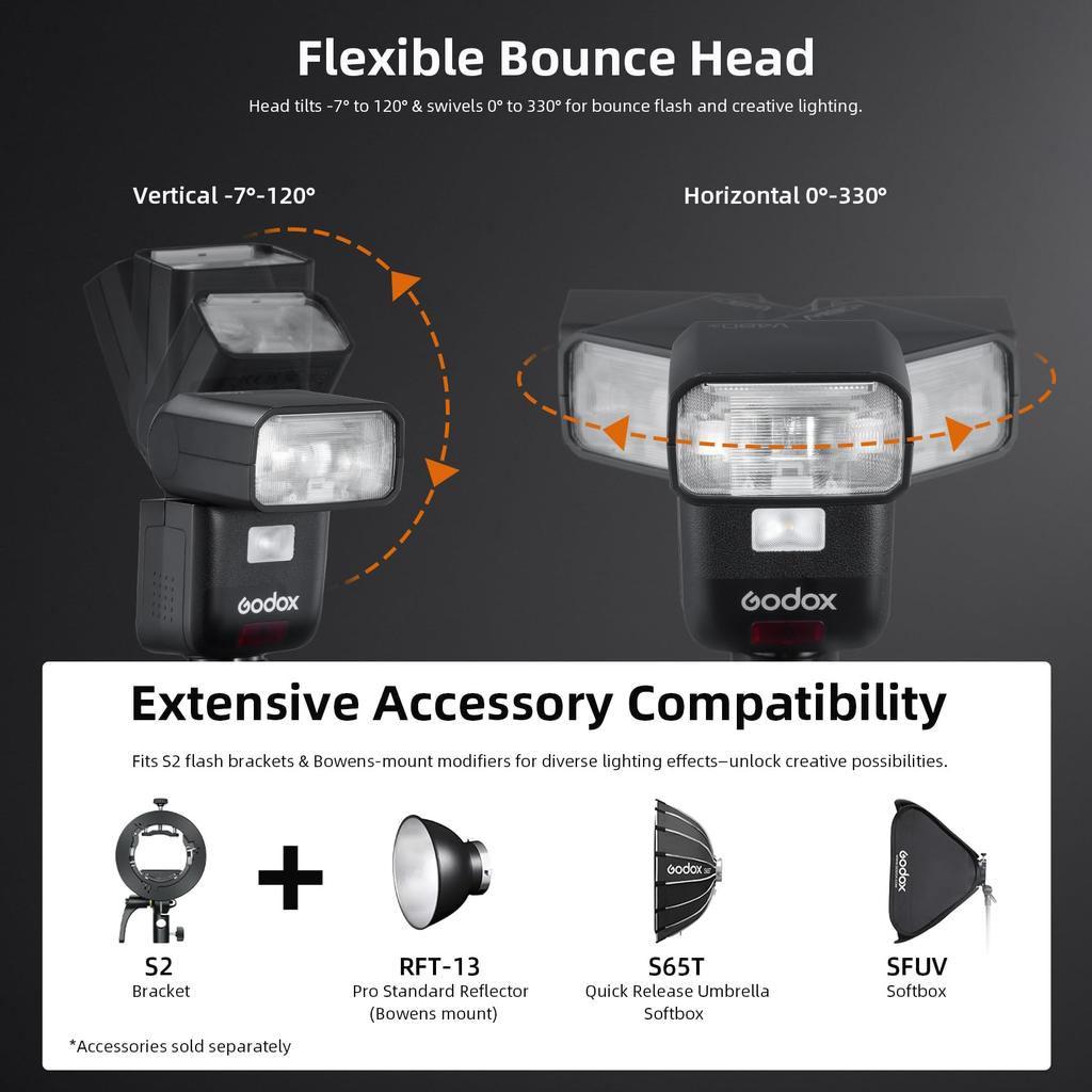 Authorized GODOX V480S TTL Camera Flash Speedlight for V480 S GN50 HSS Touchscreen Flash Recycle 650 2200mAh Battery [GODOX Dealer] Sony, 1/8000s