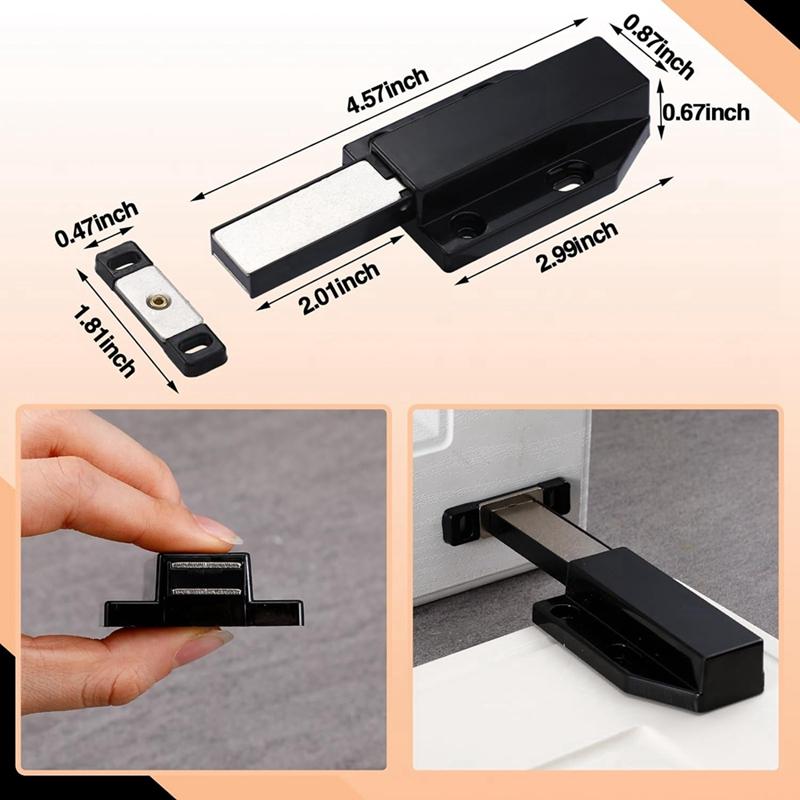 8 Pack Magnetic Push Latch Touch Latch Push Release Magnets Touch Latch Heavy Duty Push To Open Cabinet Hardware Black