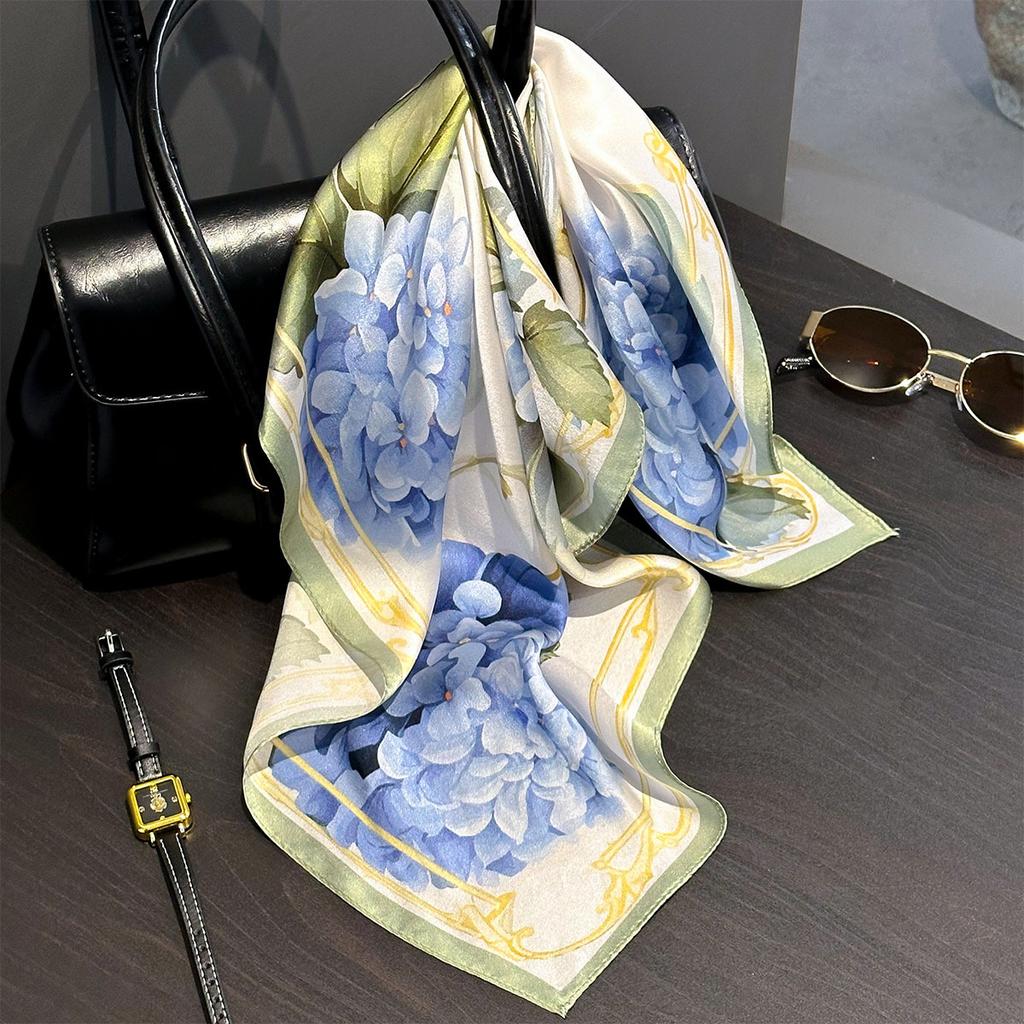 Mulberry Silk Scarf Small Square Scarf Spring and Summer Oil Painting Style Silk Scarf Scarf Shawl High-end Sense Neck Tying Trend