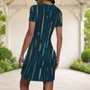 Women Plus Size Round Neck Short Sleeve Colorful Printed Fitted Mini Dress