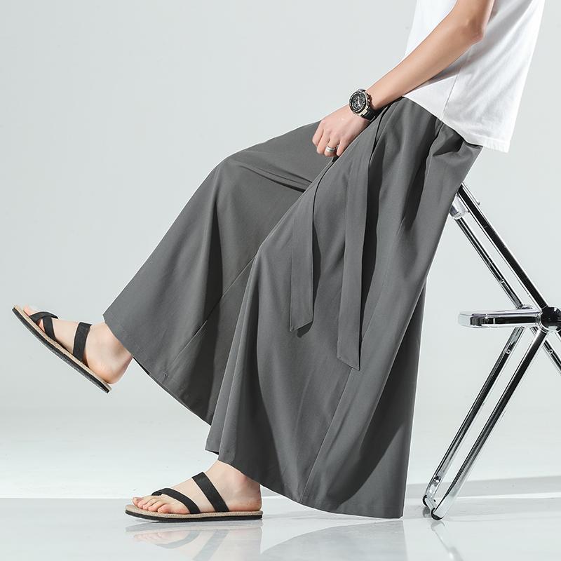 Men's Hanfu Wide-Leg Summer Pants: Retro Chinese Style, Thin Youth Tang Suit