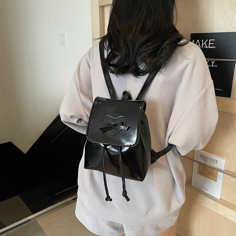 Bow double shoulder small bag women's bag new trendy fashion backpack cute portable shoulder bag schoolbag
