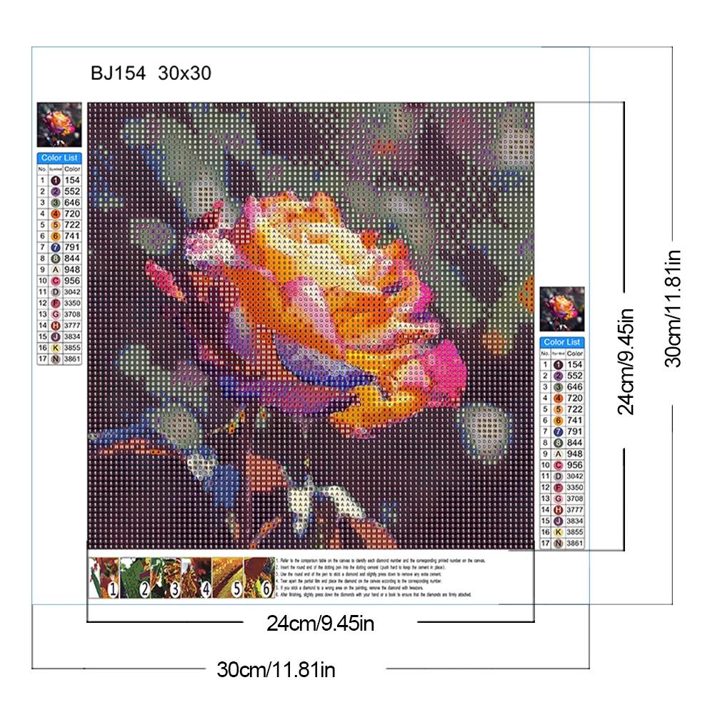 ציור יהלומים 5D DIY עגול מלא ערכת ורדים קישוט לבית אומנות ויצירה 30x30 ס"מ