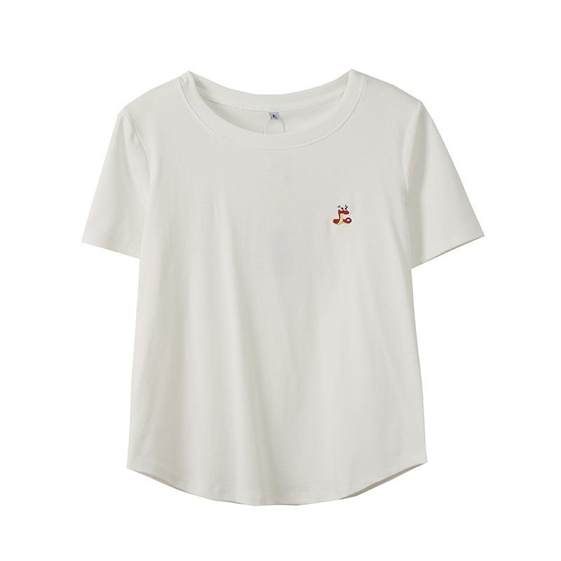 Fat mm age-reducing embroidered snake T-shirt women's summer new loose round neck short-sleeved top shirt 222130