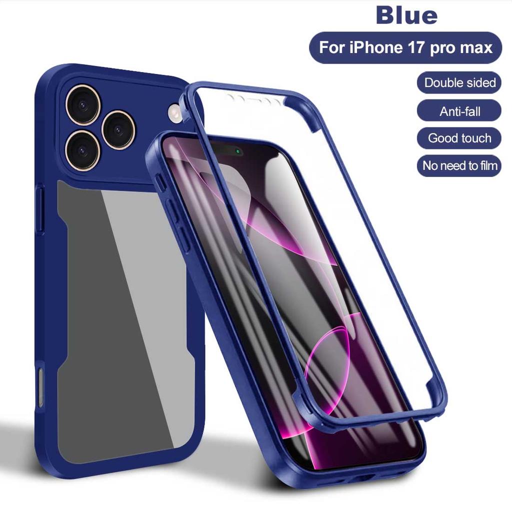 For iPhone 17 16 15 14 Pro Max Transparent Anti Shock Anti Fall 360 Fully Wrapped PhoneCase for iPhone 16 15 14 Plus 16E 17E Air
