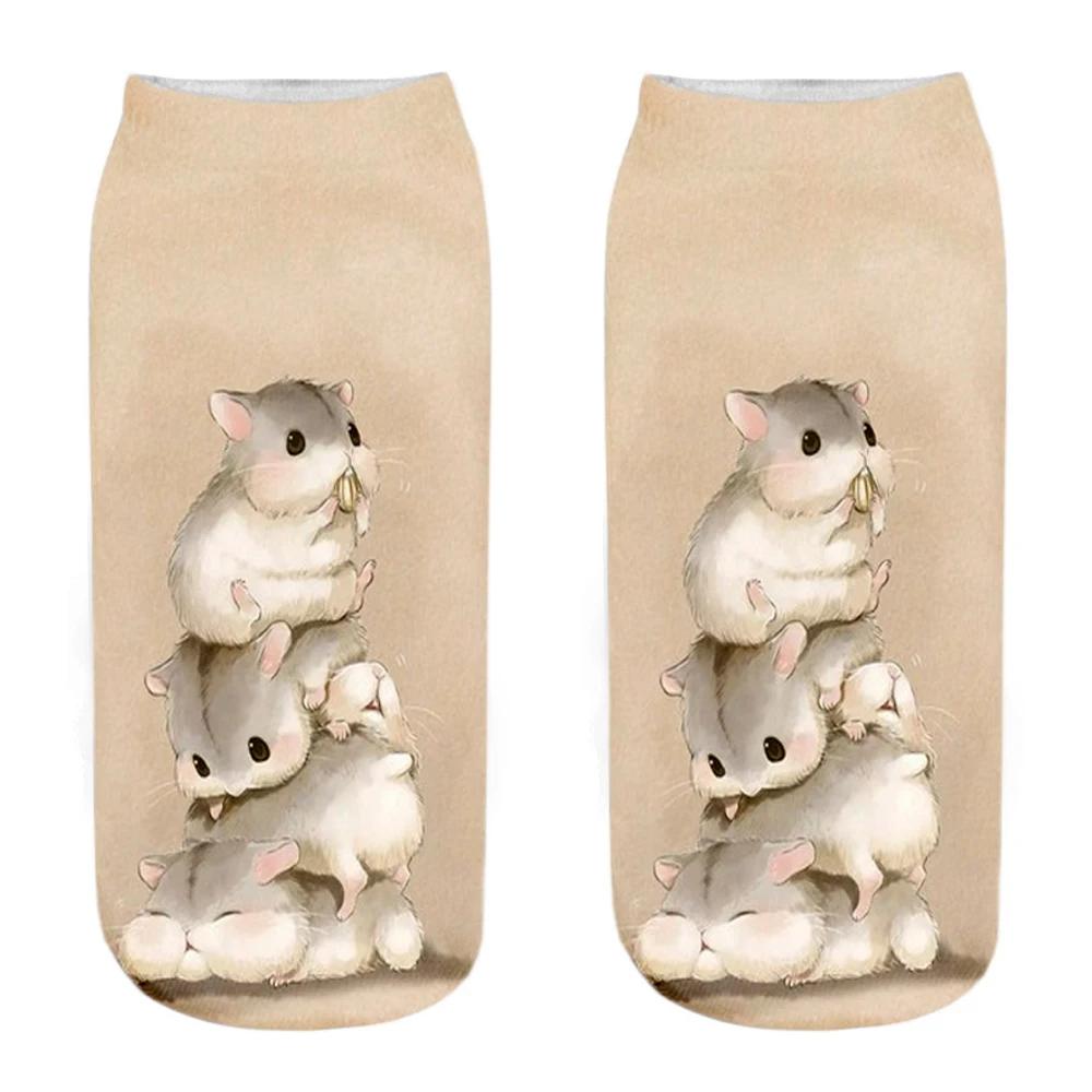 Funny and Cute Animal Fitness Socks, 3D Printed Mouse Totoro for Women