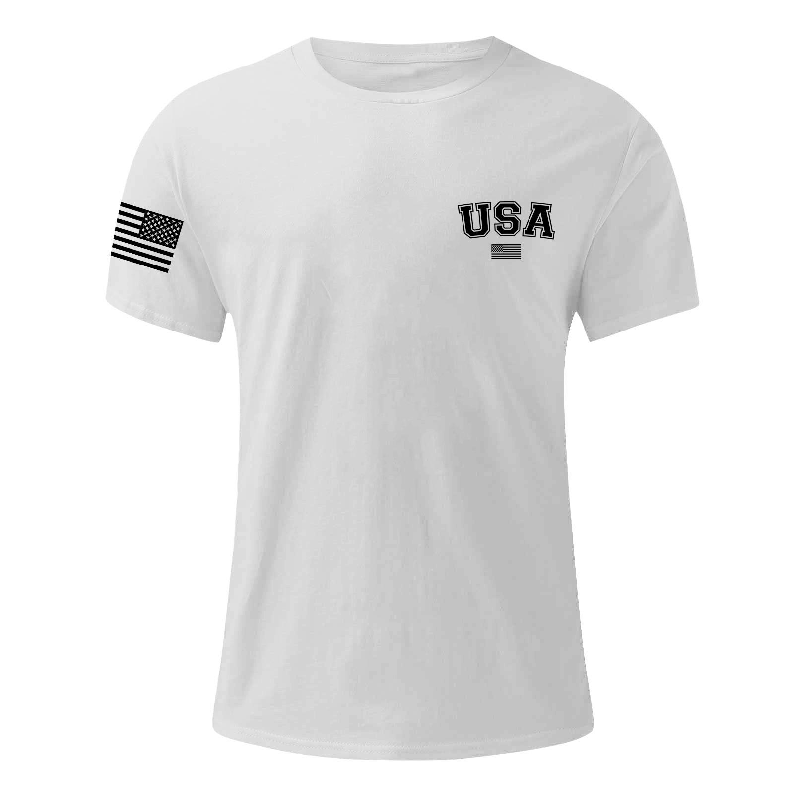 

Мужская модная повседневная футболка с круглым вырезом и коротким рукавом с принтом «День независимости» L белый