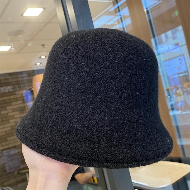 Solid Color Double-sided Hat Women's Autumn and Winter New Basin Hat Plain Face Covering Bucket Hat Versatile Knitted Bucket Hat