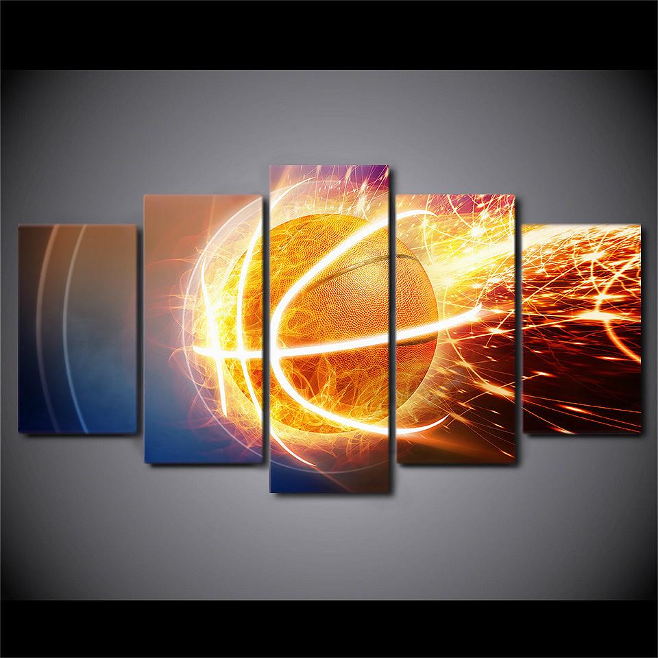 

Современные HD печатные настенные художественные рамки, картины на холсте, 5 шт., абстрактное пламя, баскетбол, спортивные картины, постеры, украшение для дома 20x35cm*2 20x45cm*2 20x55cm*1