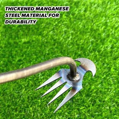 Sarchiatore da giardino, attrezzo per diserbo in acciaio al manganese, manico ergonomico, rastrello per radicare l'erba, forchetta robusta a forma di V, utensili manuali da giardino