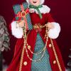 Statua di Mrs Claus in Piedi da 45 cm con Scatola Regalo, Ornamento Nonna di Natale con Vestito di Velluto Rosso