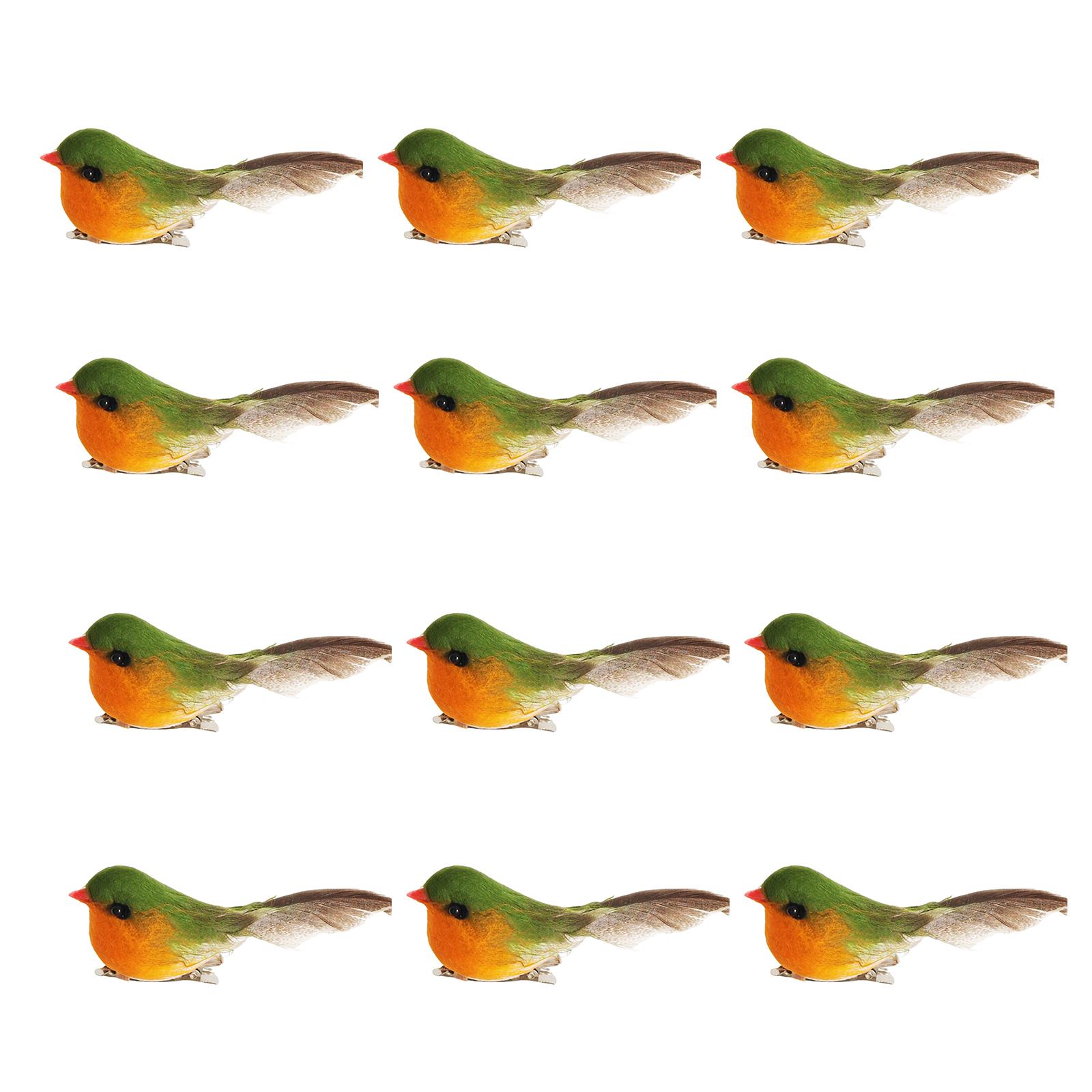 

12pcs Artificial Clip-On Birds Feathered Christmas Bird Ornaments with Clips for Tree Decoration Garden Wedding Party разноцветный