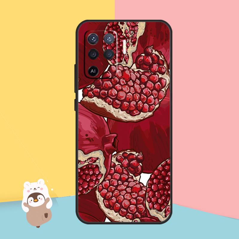 Essen Frucht Roter Granatapfel Hülle Für OPPO A54 A74 A94 A52 A72 A83 A91 A93 A15 A16 A5 A9 A31 A53 A53S 2020 Rückseite