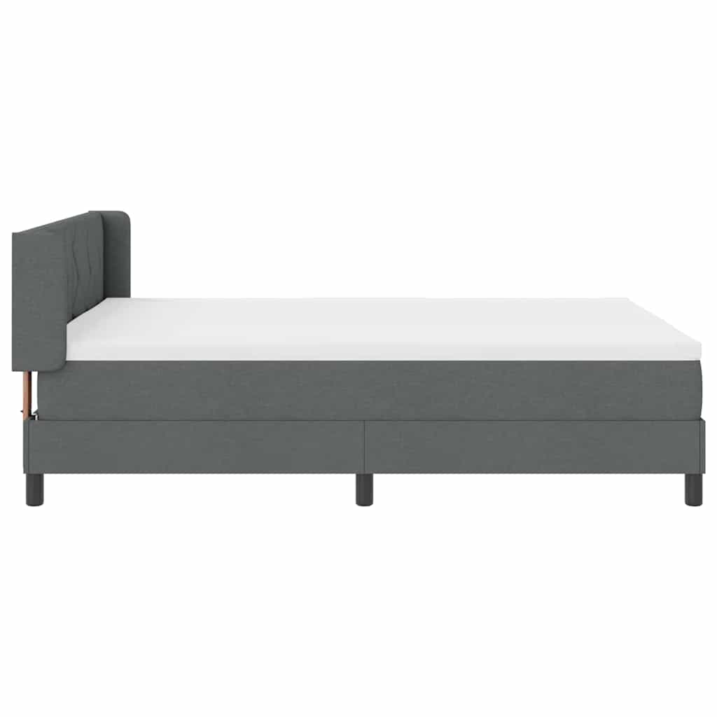 Box Spring Bed with Headboard Dark Grey 200 X 140 Cm Fabric