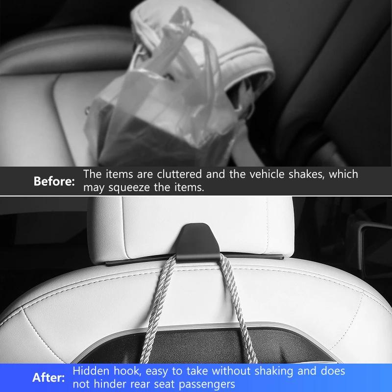 Car Rear Seat Hook for Tesla Model 3 Y ABS Headrest Hanger Car Seat Organizer Holder Interior Storage Fastener Clip Accessories