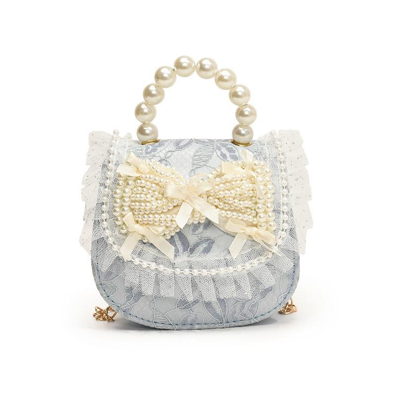 Sweet Pearl Princess Tote Bag Stylish Lace Bow Design For Kids With Breathable Material