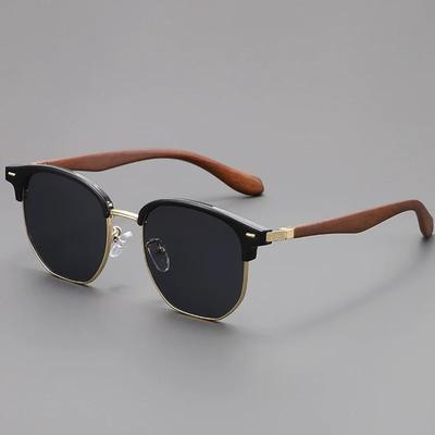 Trendy Wood Grain Sunglasses Small Face Anti-Uv Retro Style For Men And Women
