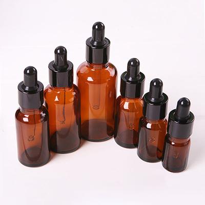Tekutá reagenční pipeta s esenciálním olejem z jantarového skla Prázdná lahvička s kapátkem 5-50 ml