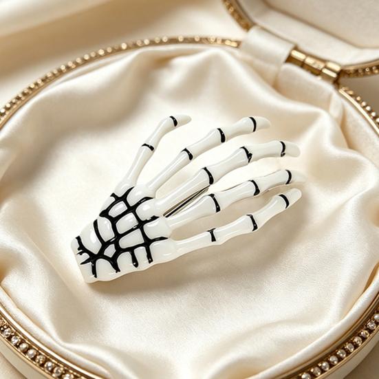 Xiaobudian 2Pcs Gothic Dark Style Hairpins, Hair Pins for Bangs, Skeleton Hand Bone Clips Halloween Cosplay Photography Props