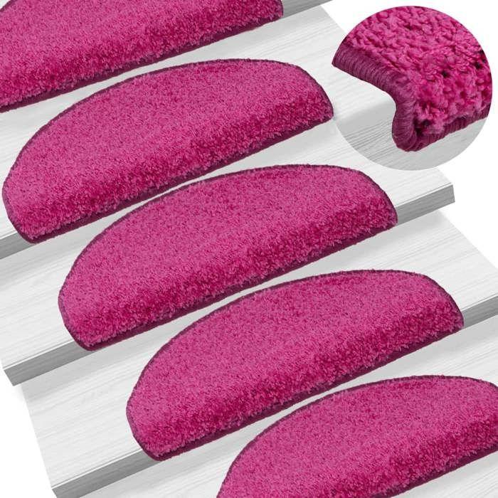 VidaXL Tapis d'escalier 15 pièces 65 x 21 x 4 cm Rose Demi-rond Grand 322381
