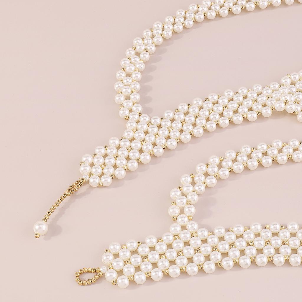 Fashionable Sling Pearl Jewelry Exaggerated Heavy Work Personality Handmade Sexy Chest Ornament Body Chain