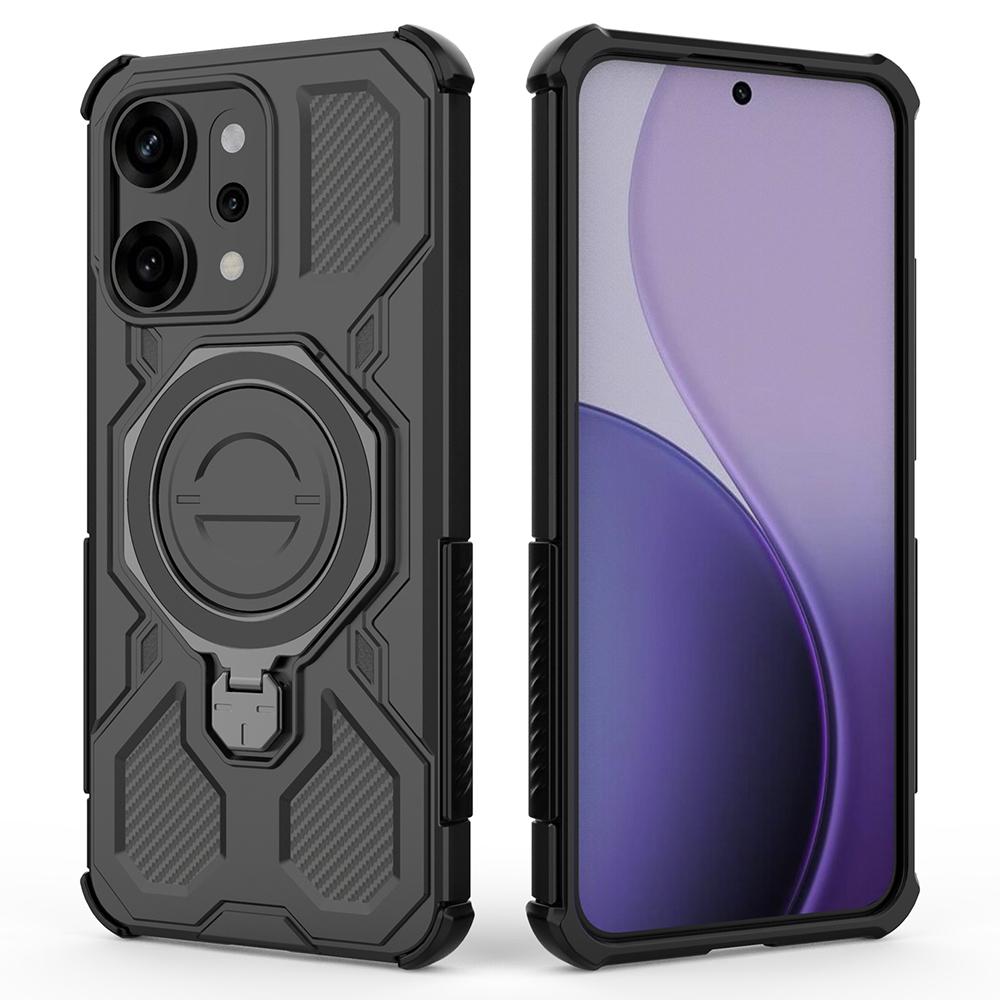 For Oppo Reno14 Pro 5G (Global) Magnetic Case Rotating Metal Kickstand PC+TPU Phone Back Cover