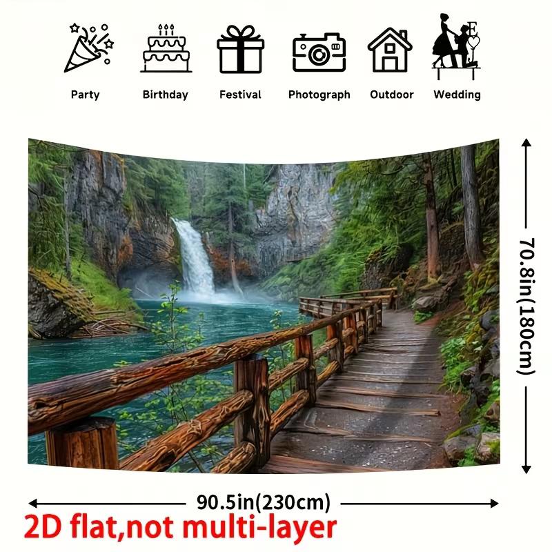 2D Turquoise River Waterfall Tapestry Nature Scenery Photography Background
