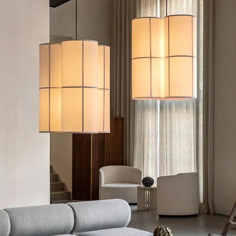 Pendant Lamp Fabric Lamphade Hashira Cluster Chandelier for Dining Room Kitchen Home Decor Cylindrical Hanging Lights