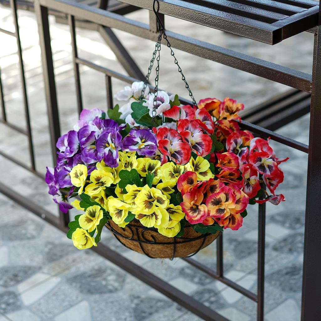 Artificial Flower Spring Uv Protection Artificial 5-Pronged Pansy Wildflower Daisy, Artificial Silk Flower Outdoor Decorative Flower