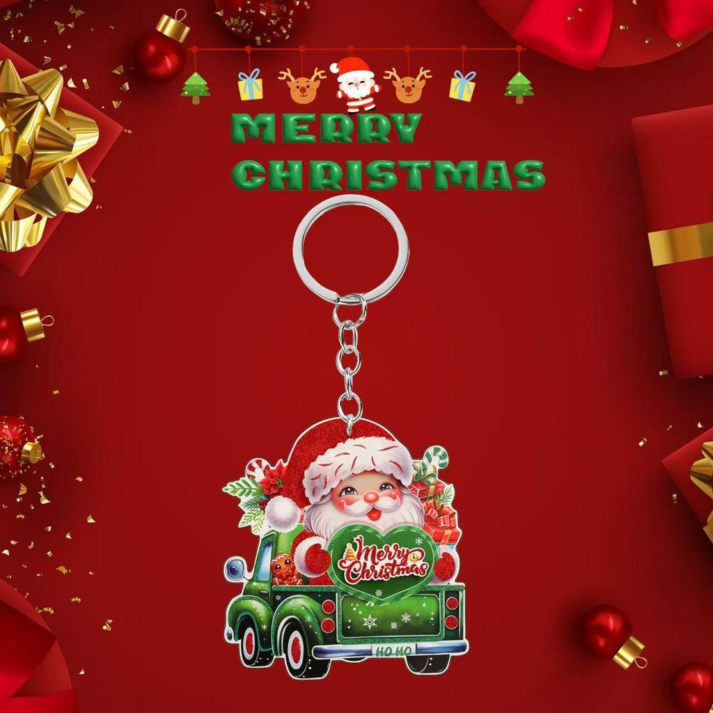 Acrylic 2D Christmas Keychain Pendant – Perfect Holiday Backpack Ornament