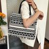Stylish Striped Cotton And Linen Tote Bag For Women Large Capacity Fashionable Design