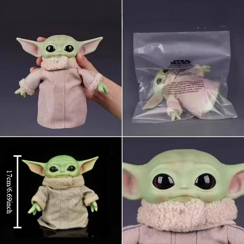 

17Cm Anime Figure Baby Yoda Action Figures There Are Clothes Decoration Desktop Ornament Small Cute Model Plaything Periphery Gift 17cm