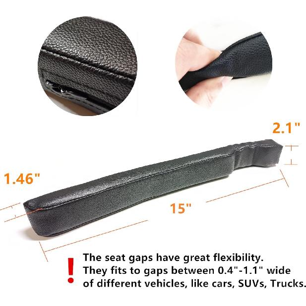 Leather Seat Gap Filler, No Drop Seat Guard Universal For Car SUV, Truck To Fill The Gap Between Seat And Console Black Crevice Plug Drop Blocker