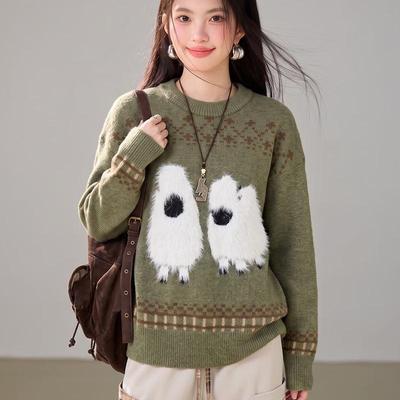 ZOSOUL Cute Cartoon Sheep Knit Sweater