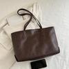 New Simple Solid Color Versatile Tote Bag Fashion Commuter Light Luxury Trend Faux Leather Design Shoulder Bag