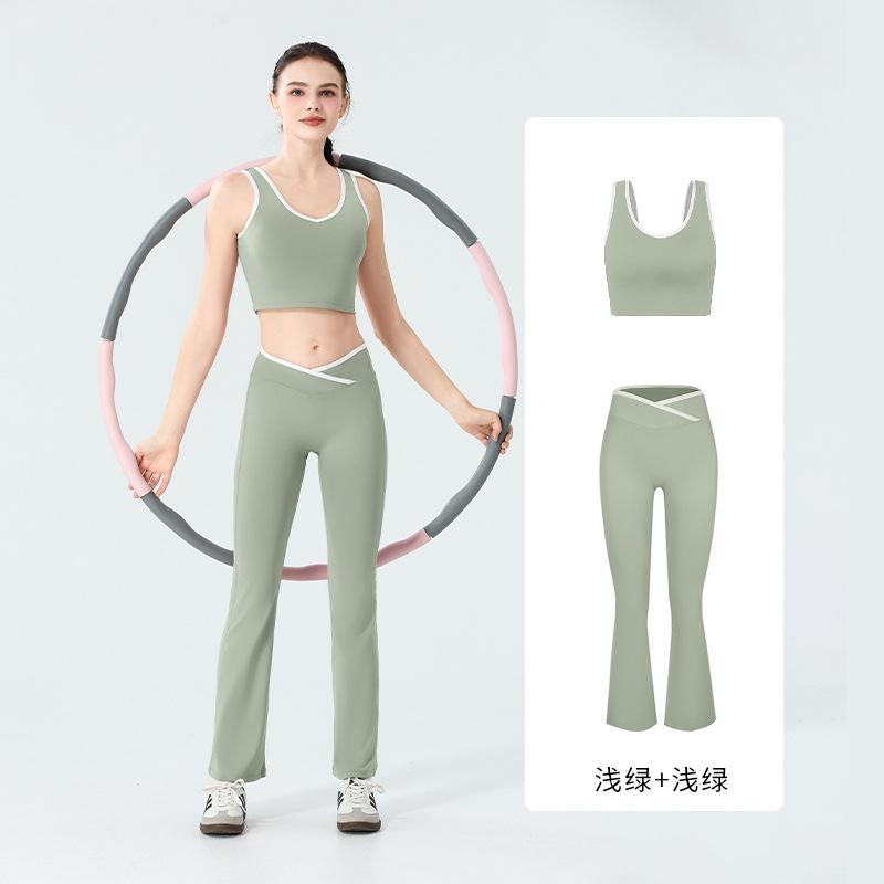 Dewey contrasting color small yoga suit women's suit with chest pad vest micro-pull pants tight quick-drying fitness sportswear