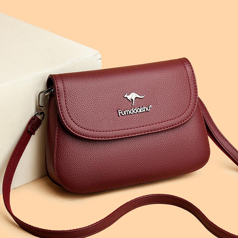 Small Square-shaped Crossbody Bag, Soft Leather, Middle-aged Mother's Bag, Single Shoulder Bag, Small Bag Casually