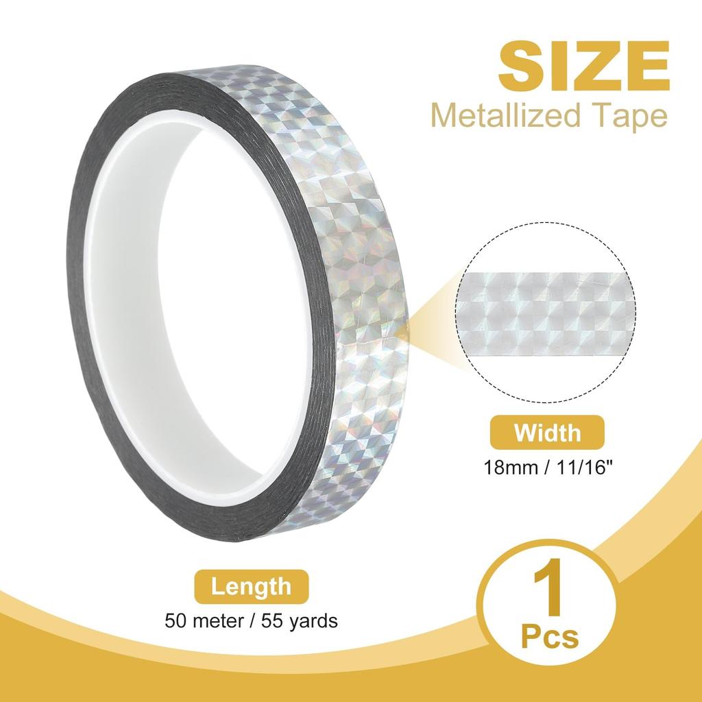 PATIKIL Metallized Polyester Film Tape 11/16" x 55 Yards Metallic Deco Tape Laser Silver