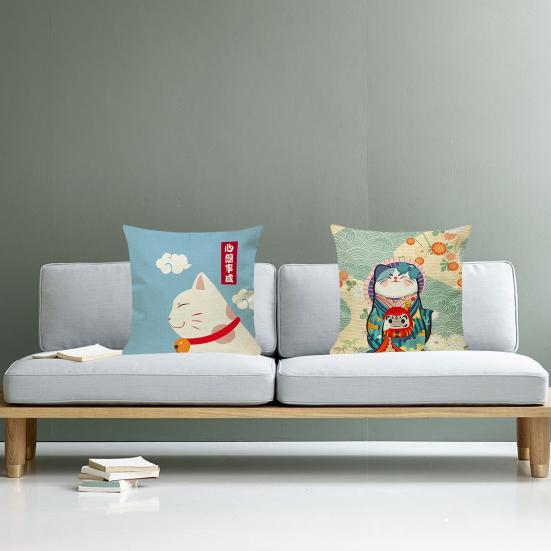 Cartoon Cat Printing Household Pillowcase Pillow Cover Decorative Pillowslip